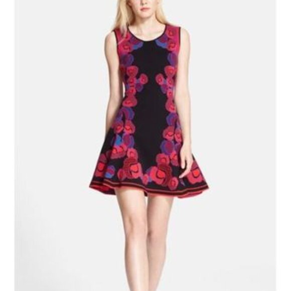 DIANE von FURSTENBERG DVF Dress Rose Jacquard Flare Dress - Picture 1 of 13
